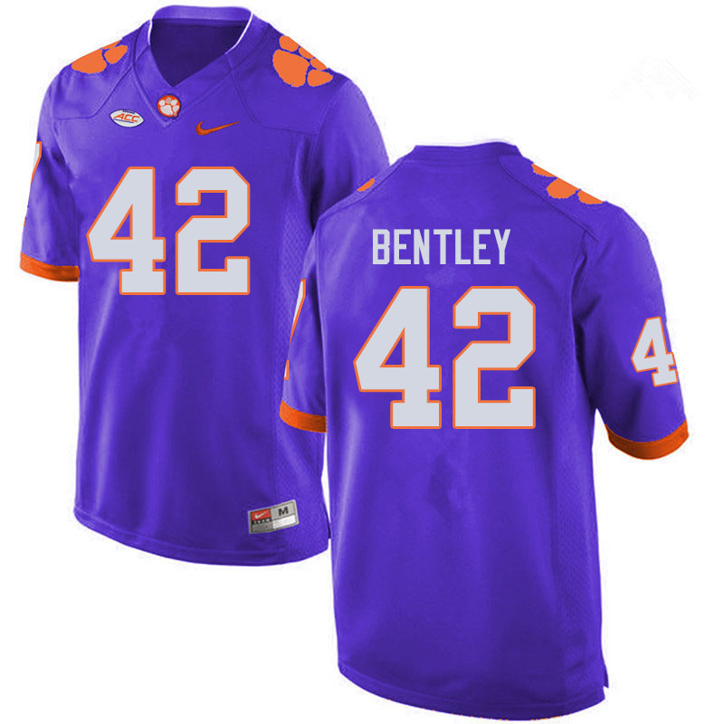 Men #42 LaVonta Bentley Clemson Tigers College Football Jerseys Sale-Purple - Click Image to Close